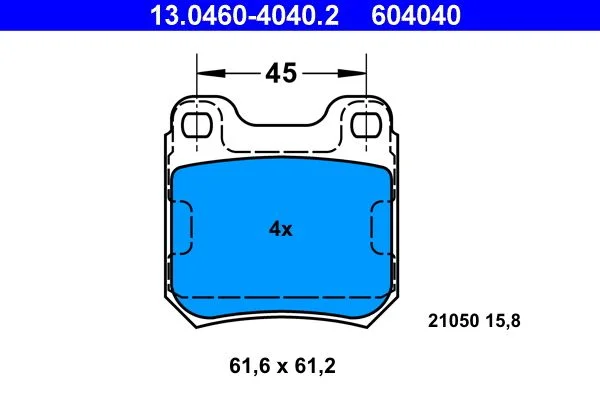 Conjunto de pastilhas de travão de disco ATE 13.0460-4040.2