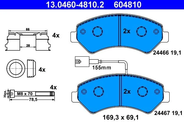 Conjunto de pastilhas de travão de disco ATE 13.0460-4810.2