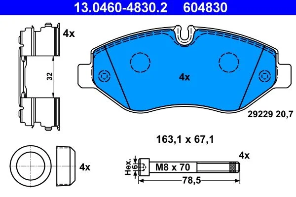 Conjunto de pastilhas de travão de disco ATE 13.0460-4830.2