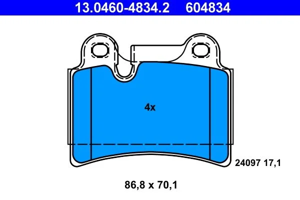 Brake Pad Set, disc brake ATE 13.0460-4834.2