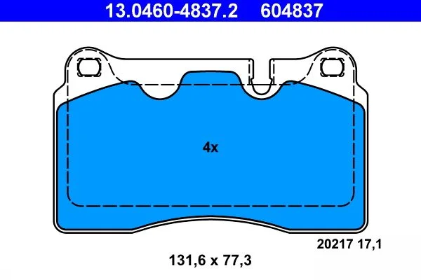 Brake Pad Set, disc brake ATE 13.0460-4837.2