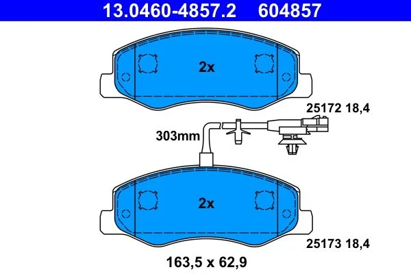 Conjunto de pastilhas de travão de disco ATE 13.0460-4857.2