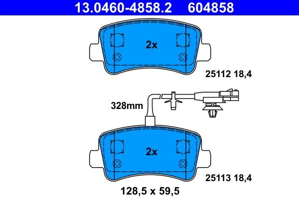 Brake Pad Set, disc brake ATE 13.0460-4858.2