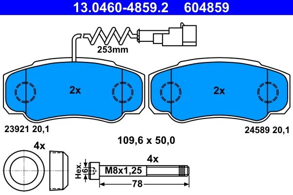 Conjunto de pastilhas de travão de disco ATE 13.0460-4859.2