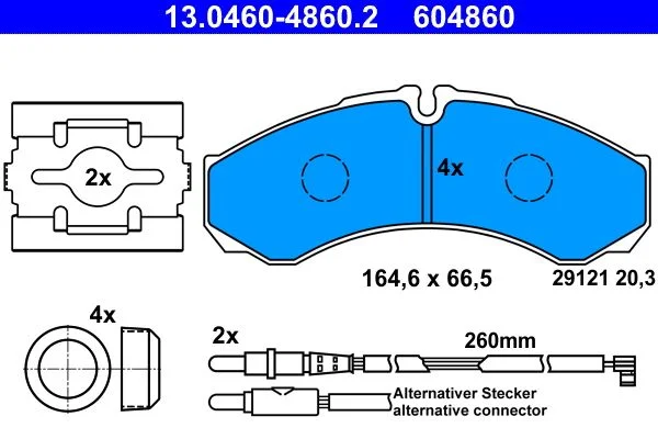 Conjunto de pastilhas de travão de disco ATE 13.0460-4860.2
