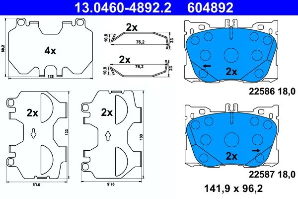 Brake Pad Set, disc brake ATE 13.0460-4892.2