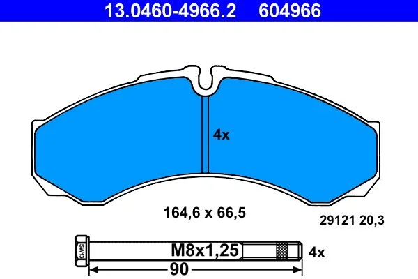 Conjunto de pastilhas de travão de disco ATE 13.0460-4966.2
