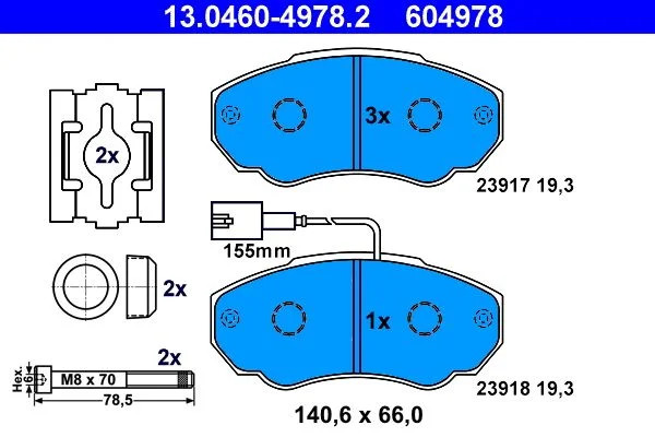 Brake Pad Set, disc brake ATE 13.0460-4978.2