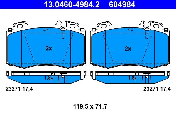 Conjunto de pastilhas de travão de disco ATE 13.0460-4984.2