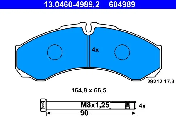 Conjunto de pastilhas de travão de disco ATE 13.0460-4989.2