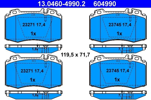 Brake Pad Set, disc brake ATE 13.0460-4990.2