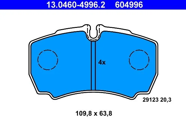 Conjunto de pastilhas de travão de disco ATE 13.0460-4996.2
