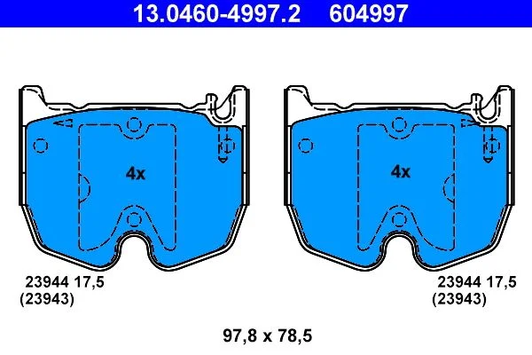 Conjunto de pastilhas de travão de disco ATE 13.0460-4997.2