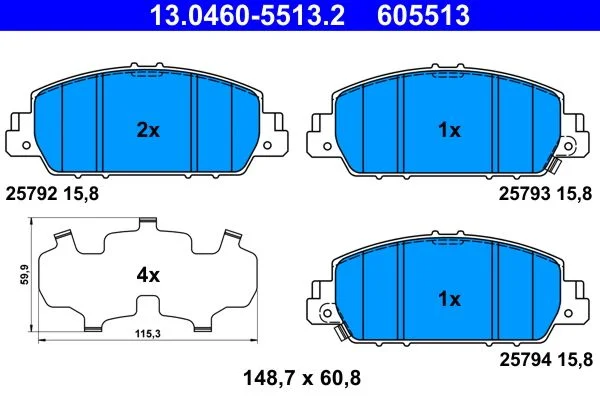 Conjunto de pastilhas de travão de disco ATE 13.0460-5513.2