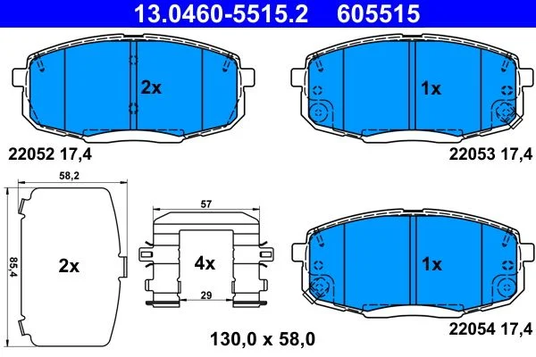Conjunto de pastilhas de travão de disco ATE 13.0460-5515.2