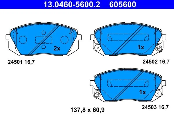 Conjunto de pastilhas de travão de disco ATE 13.0460-5600.2