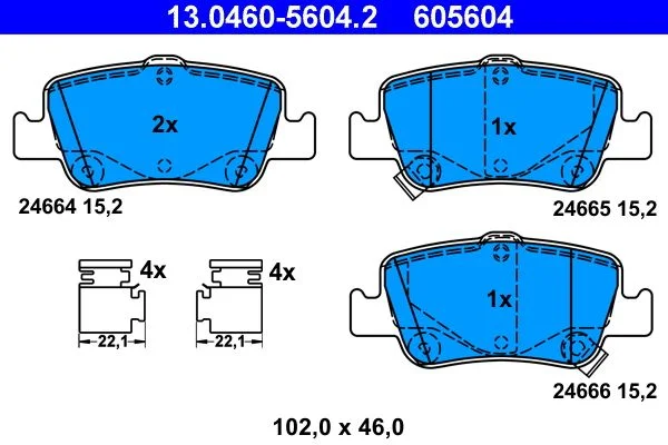 Conjunto de pastilhas de travão de disco ATE 13.0460-5604.2