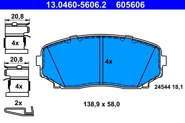 Brake Pad Set, disc brake ATE 13.0460-5606.2