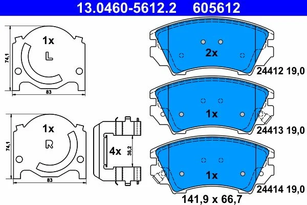 Brake Pad Set, disc brake ATE 13.0460-5612.2