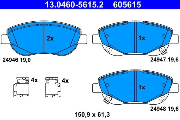 Conjunto de pastilhas de travão de disco ATE 13.0460-5615.2