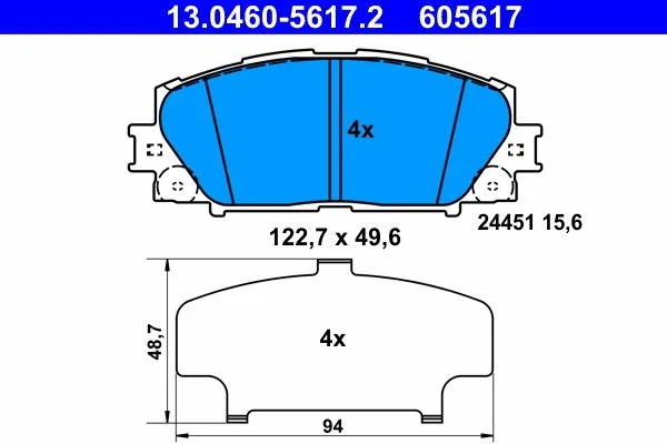 Conjunto de pastilhas de travão de disco ATE 13.0460-5617.2