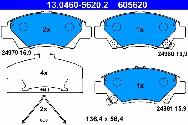 Conjunto de pastilhas de travão de disco ATE 13.0460-5620.2