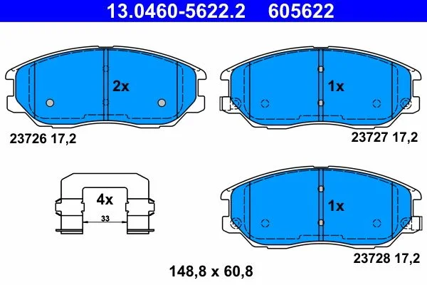 Conjunto de pastilhas de travão de disco ATE 13.0460-5622.2