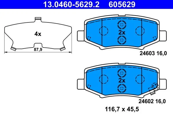 Conjunto de pastilhas de travão de disco ATE 13.0460-5629.2