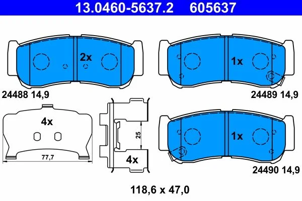Conjunto de pastilhas de travão de disco ATE 13.0460-5637.2