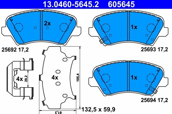 Conjunto de pastilhas de travão de disco ATE 13.0460-5645.2