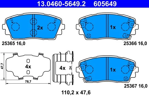 Conjunto de pastilhas de travão de disco ATE 13.0460-5649.2