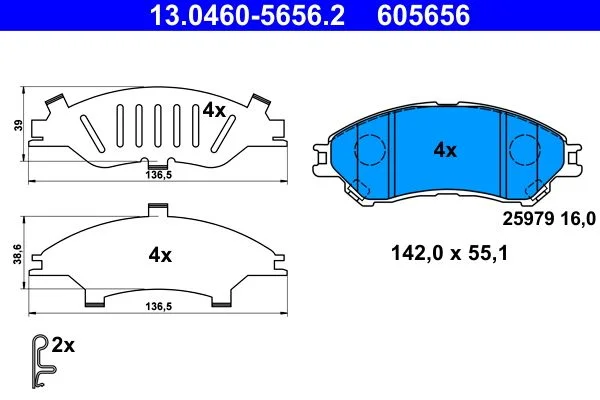 Conjunto de pastilhas de travão de disco ATE 13.0460-5656.2