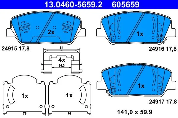 Conjunto de pastilhas de travão de disco ATE 13.0460-5659.2
