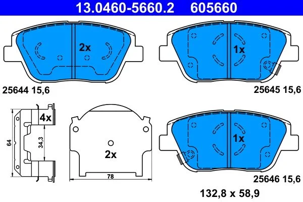 Conjunto de pastilhas de travão de disco ATE 13.0460-5660.2