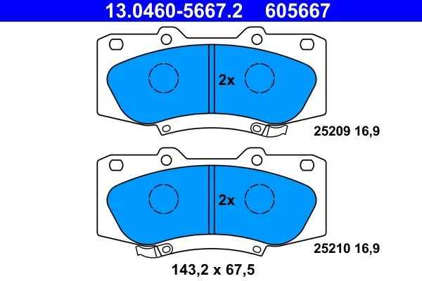 Conjunto de pastilhas de travão de disco ATE 13.0460-5667.2