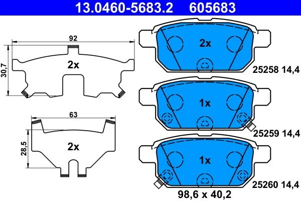 Conjunto de pastilhas de travão de disco ATE 13.0460-5683.2