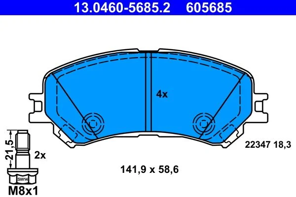 Conjunto de pastilhas de travão de disco ATE 13.0460-5685.2