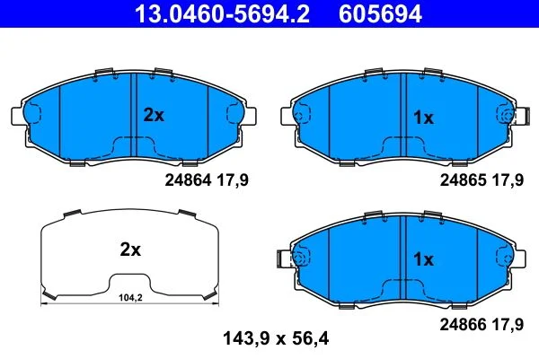Conjunto de pastilhas de travão de disco ATE 13.0460-5694.2