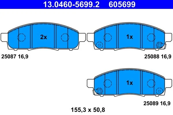Conjunto de pastilhas de travão de disco ATE 13.0460-5699.2