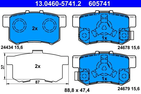 Conjunto de pastilhas de travão de disco ATE 13.0460-5741.2