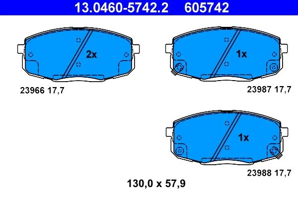 Brake Pad Set, disc brake ATE 13.0460-5742.2