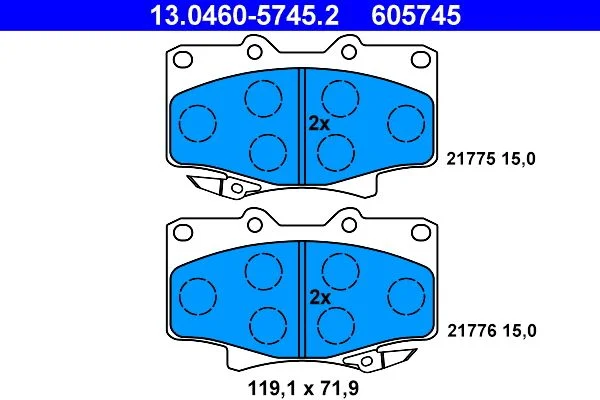 Brake Pad Set, disc brake ATE 13.0460-5745.2