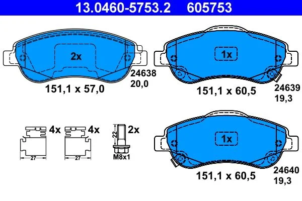 Conjunto de pastilhas de travão de disco ATE 13.0460-5753.2