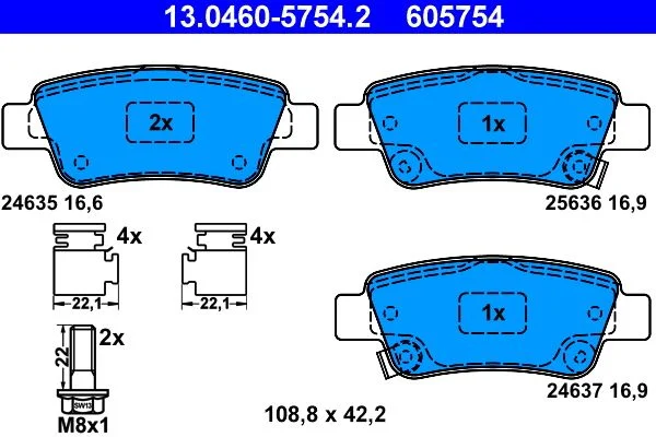 Conjunto de pastilhas de travão de disco ATE 13.0460-5754.2