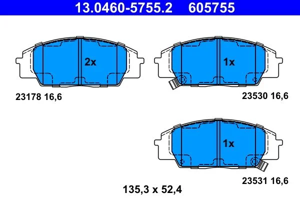 Brake Pad Set, disc brake ATE 13.0460-5755.2