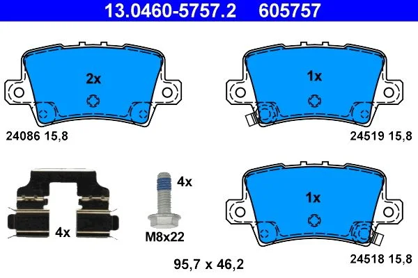 Conjunto de pastilhas de travão de disco ATE 13.0460-5757.2