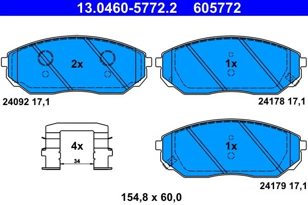 Conjunto de pastilhas de travão de disco ATE 13.0460-5772.2