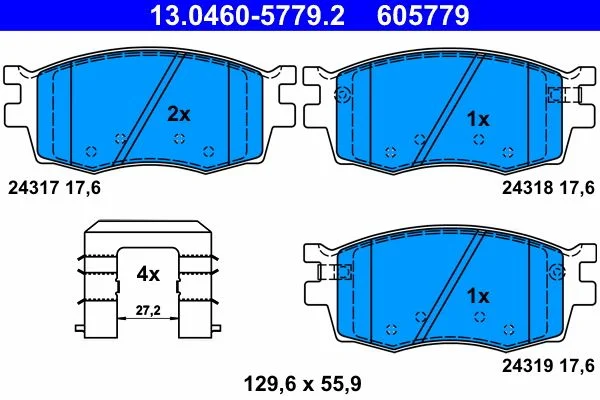 Conjunto de pastilhas de travão de disco ATE 13.0460-5779.2