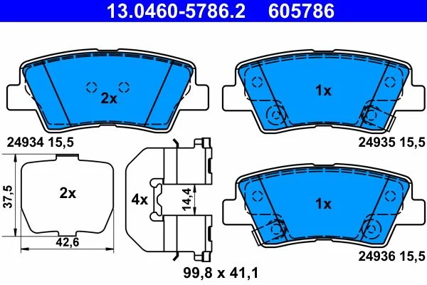 Conjunto de pastilhas de travão de disco ATE 13.0460-5786.2