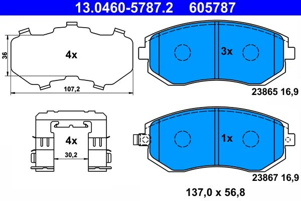 Conjunto de pastilhas de travão de disco ATE 13.0460-5787.2